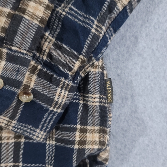 Beretta Button Down Flannel Shirt Mens 2XL Blue Long Sleeve XXL - Picture 7 of 9